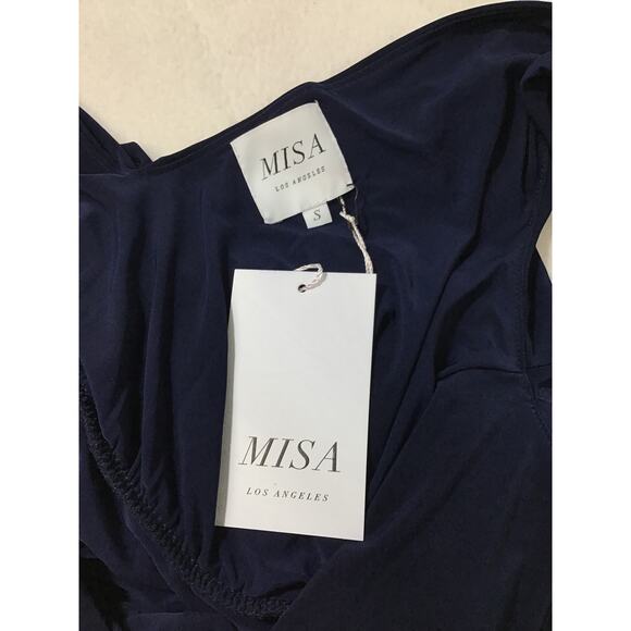 MISA LOS ANGELES SZ S Navy Blue Leza Sleeveless Twist Front Maxi Dress NWT 0b13 - Picture 7 of 9